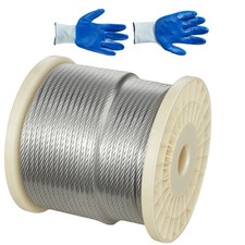 Uimoso Galvanized Carbon Steel Wire Rope 1/4 in 7x19, 250 ft Cable for Railing