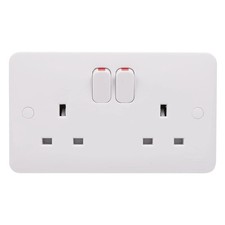 Schneider Electric Lisse 13A Double Pole Wall Socket - White Switched Power Plug