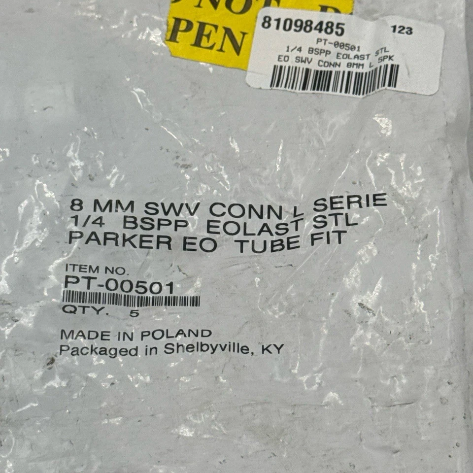 Parker Flareless Bite-Type Tube Swivel Connector: 1/4" BSPP, 8 mm Tube OD - Image 4 of 4