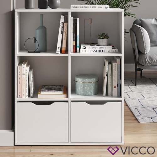 Divisor de ambientes librería estantería de pie Ruben blanco 2 cajones Vicco - Imagen 5 de 9