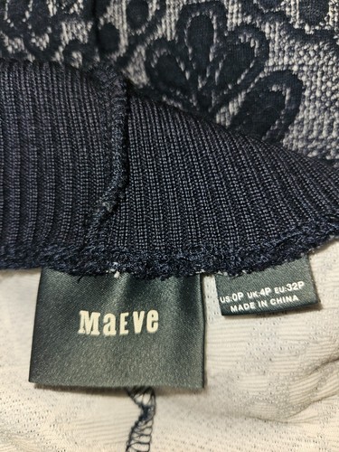 Maeve Ryder Jacquard Turtleneck Dress Size 0 Petite Navy Blue Anthropologie - Picture 12 of 12