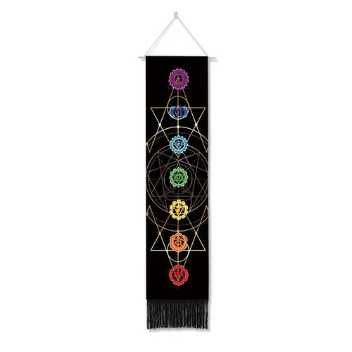 Bohemian Tapestry Tassel Moon Mountain Linen Cotton Home Door Wall Hanging Draw - Picture 13 of 37