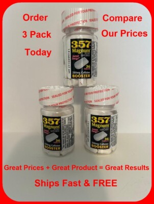 357 Magnum Caffeine Instant Energy Boost 200mg 36 Tabs Each, 3 bottles- Exp 3/26