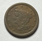 1857 Braided Hair Half Cent - Better Date Half Penny; S073