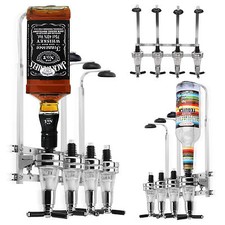 Wall Mounted 4 Bottle Stand Optic Dispenser Drinks Wine Spirits Steel Bar Butler