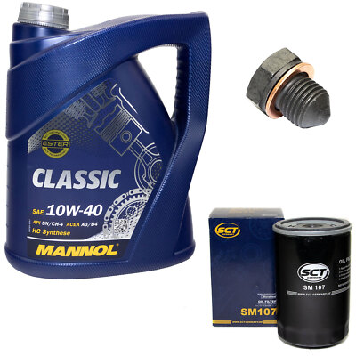 Motoröl Ölfilter SM107 10W40 5Liter + Ölablassschraube für Audi Seat Ibiza VW