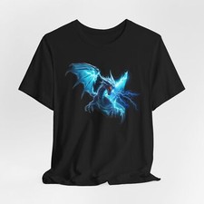Blue Dragon T-Shirt, Electric Dragon Tee, Fantasy DragonArt, Dragon Fan, Gift