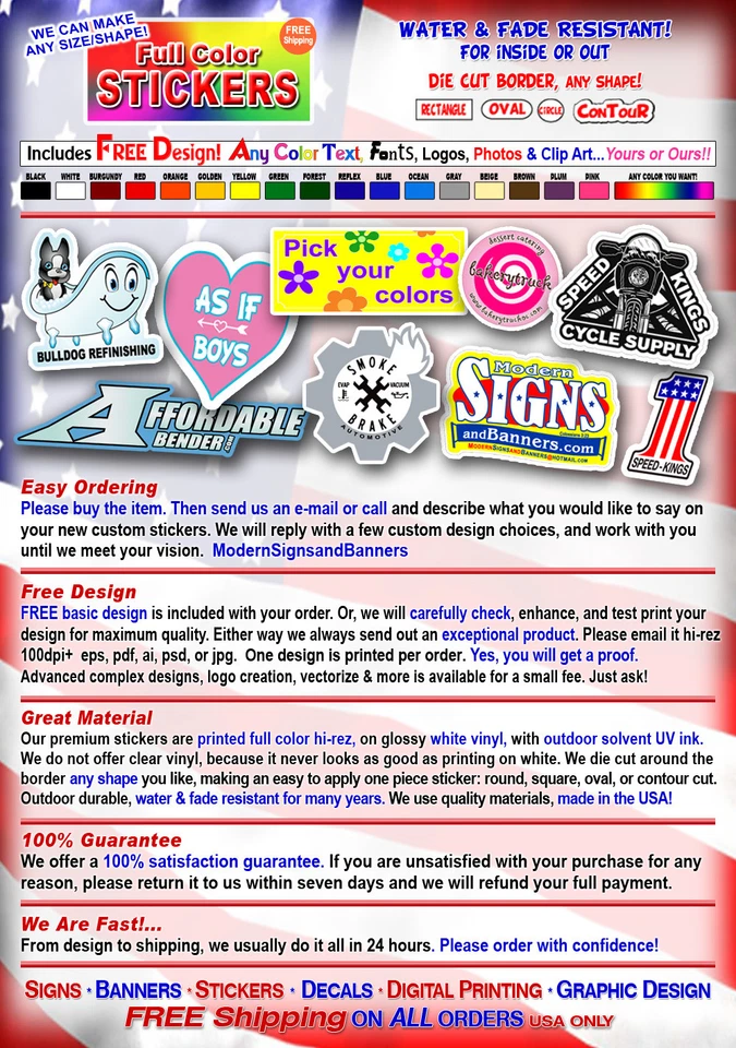 25 3x10 Personalizado Impreso A Todo Color Exterior Vinilo Parachoques Coche Adhesivo Logo Calcomanía Foto 2 de 4