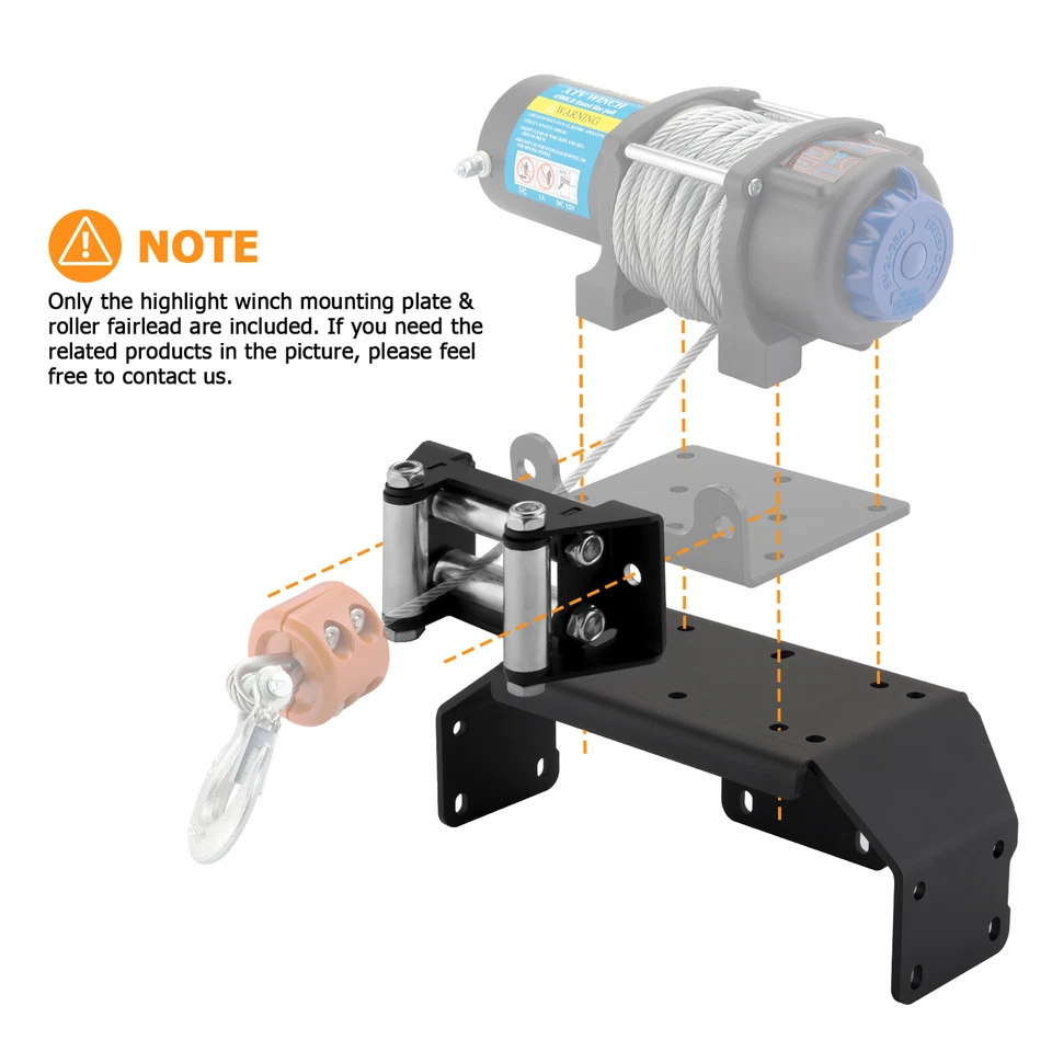 Soporte de montaje de placa de cabrestante de parachoques delantero de acero para Honda Pioneer 500 520 WSAY Foto 2 de 4