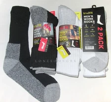 4 Pairs Mens Tru Fit Heavy Duty Steel Toe Extra Cushioned Cotton Mid Calf Socks