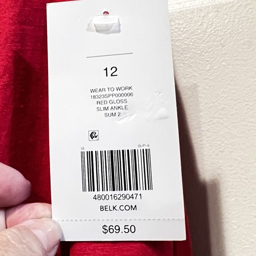 NUOVO The Limited pantalone donna lino taglia 12 rosso slim alla caviglia - Foto 4 di 9
