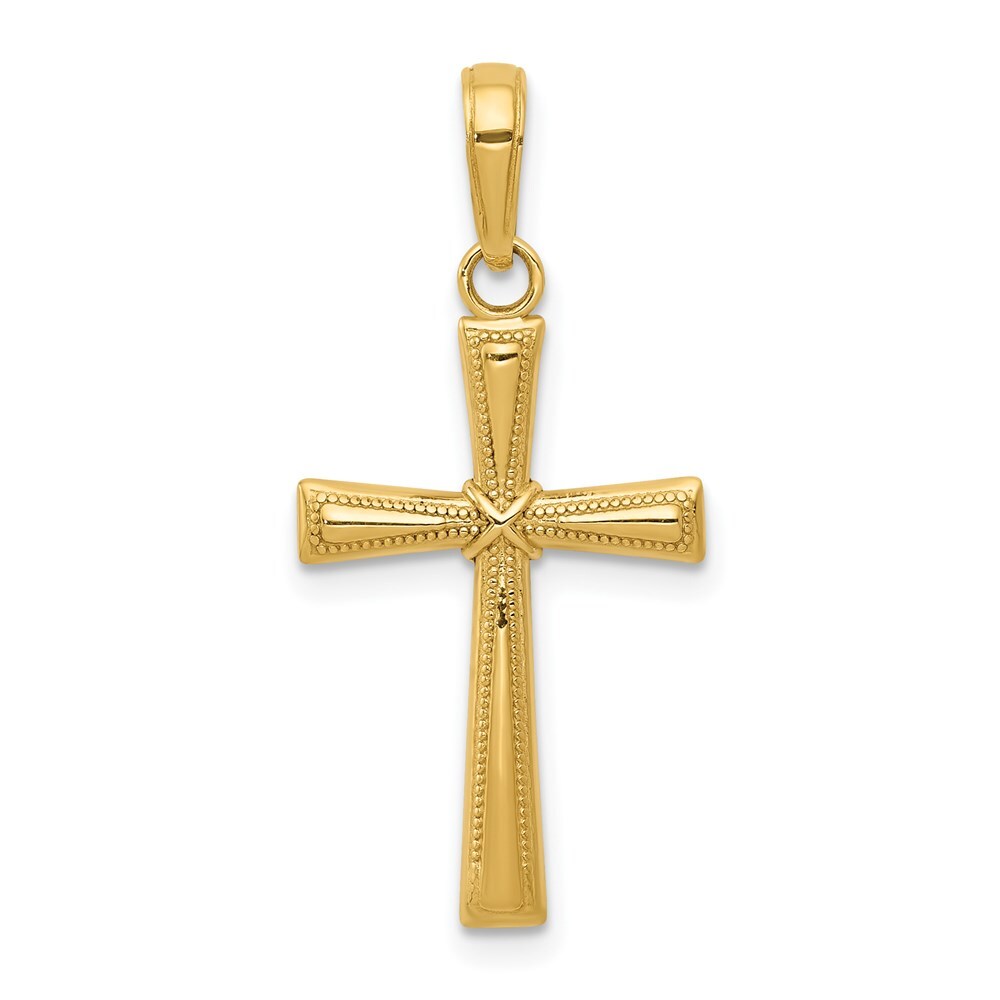 14K Yellow Gold Diamond-cut X Cross Pendant L- 1.07 Inch, W-0.56 Inch, 0.85 gram