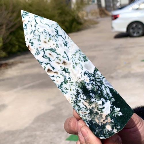 1.29LB Natural green water grass agate crystal Obelisk quartz energy column - 第 11/21 張圖片