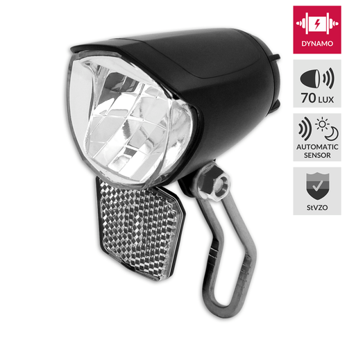 306008 Led Fahrradscheinwerfer 70 Lux Fahrradlampe Nabendynamo