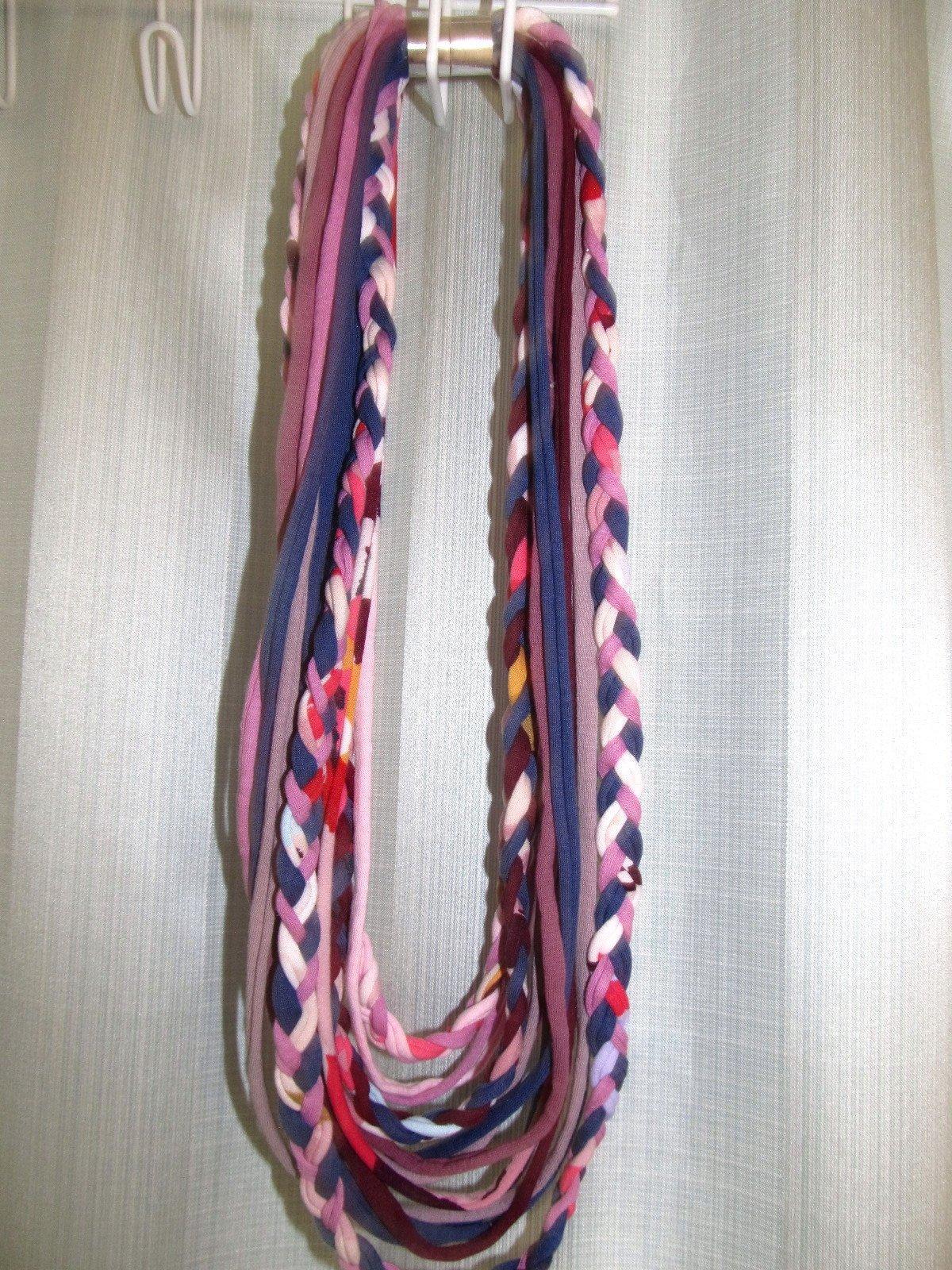 Unique T-Shirt Yarn Infinity Scarf Necklace R064 Handmade Gift