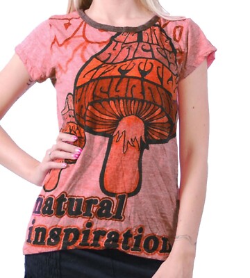 Damen t-Shirt 70er Retro Top Sure Magic Mushroom Psy Goa Girlie Shirt Sure Weed