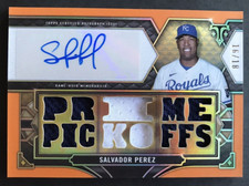 2022 Topps Triple Threads Auto Relic Salvador Perez, Prime Pickoffs, Amber 16/18