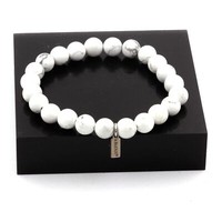 Armband Perlen Howlite 8 Mm. Hergestellt In Frankreich.