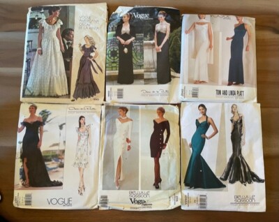 Lot of 6 VOGUE vintage evening gown dress sewing patterns | eBay