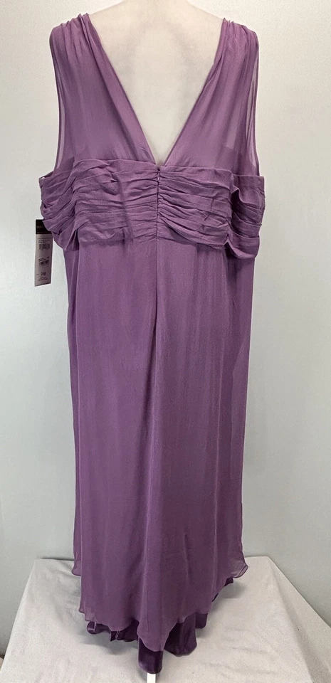 ¡NUEVO! Vestido Midi De Colección Donna Ricco 100% Seda Talla 24W Plus Púrpura Fluido Romántico  Foto 3 de 4