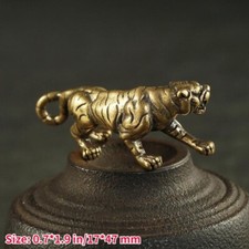 Brass Mini Tiger Statue Chinese Figurine Animal Sculpture Home Decor Pendant Fun