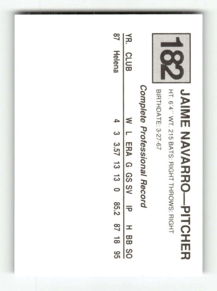 1988 Cal League Stockton Ports 182 Jaime Navarro BXCP31 - Image 2 of 2