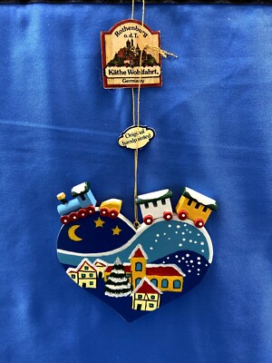 KATHE WOHLFAHRT Wooden Heart Ornament Locomotive Train Christmas Tree Germany