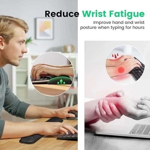 Soft Black Ergonomic Wrist Rest for Mouse and Keyboard – Pain Relief & Comfort - Image 4 of 4