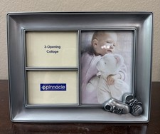 Pinnacle Collage Photo Frame Baby Newborn 3 Opening Heavy Pewter