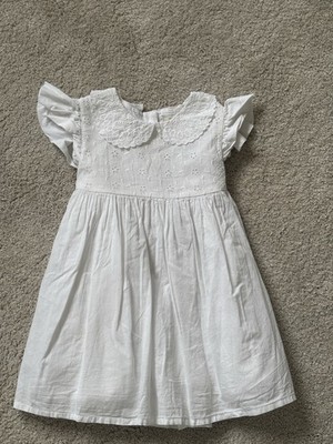 Angel & Rocket Broderie Anglaise Baumwolle Baby Kleid 12-18m weiß Jakobsmuschel Kragen
