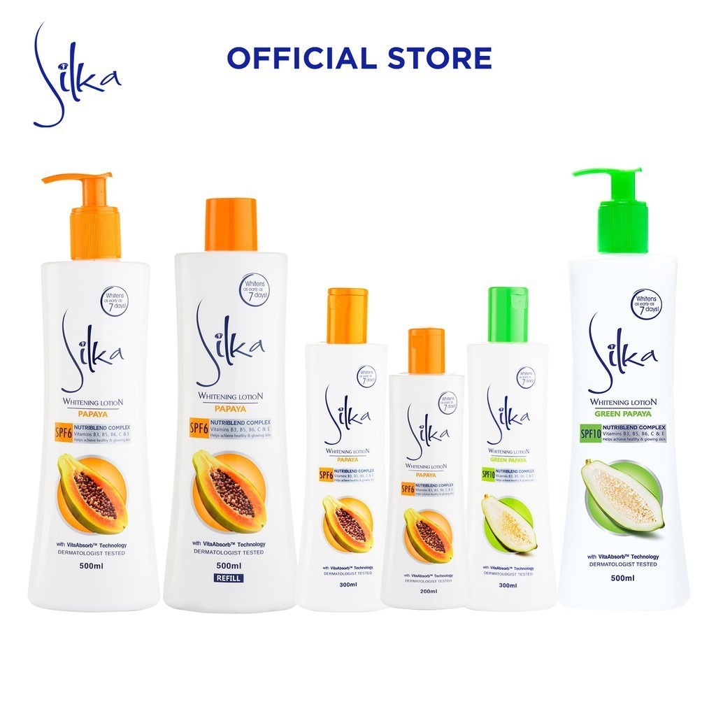 Silka Papaya Lotion 500ml (Large Refill Size) - Skin Brightening