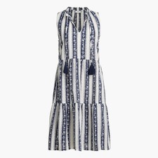 J.Crew Tiered Beach Mini Dress- White Antique Navy- Small
