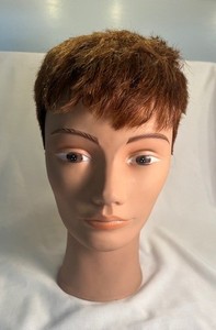 Young Male Mannequin Head Ginger Hair Plastic with Clamp stand