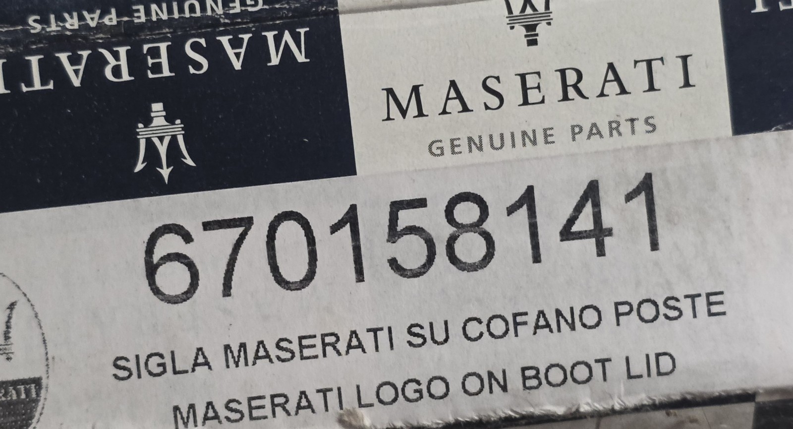 Brand New In Box Maserati Boot / Trunk Logo 670158141