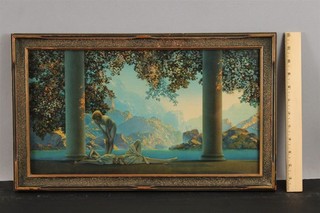 Small MAXFIELD PARRISH Art Deco Chromolithograph Landscape Print DAYBREAK NR