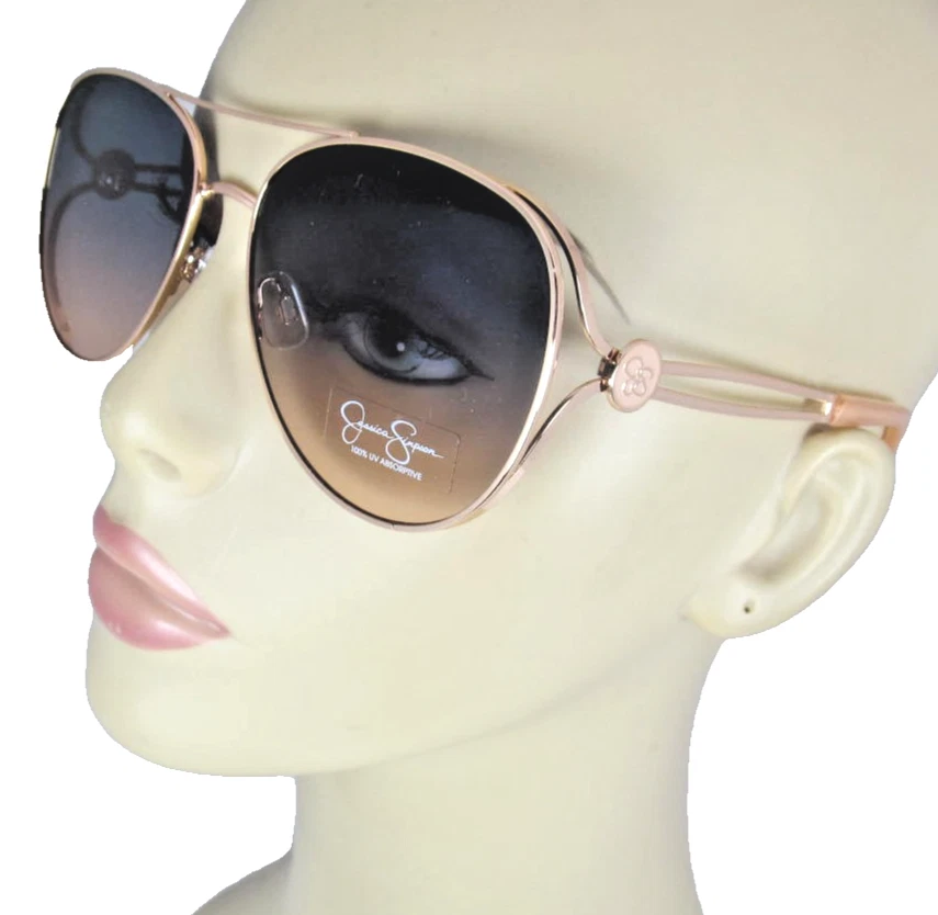 Jessica Simpson Gold Aviator Sunglasses for Women for sale  display picture 2