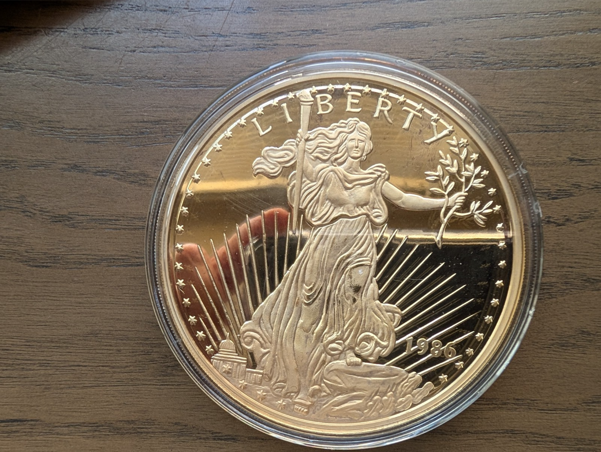 1986 Washington Mint Giant Half Pound Golden Eagle .999 Silver 8OZ