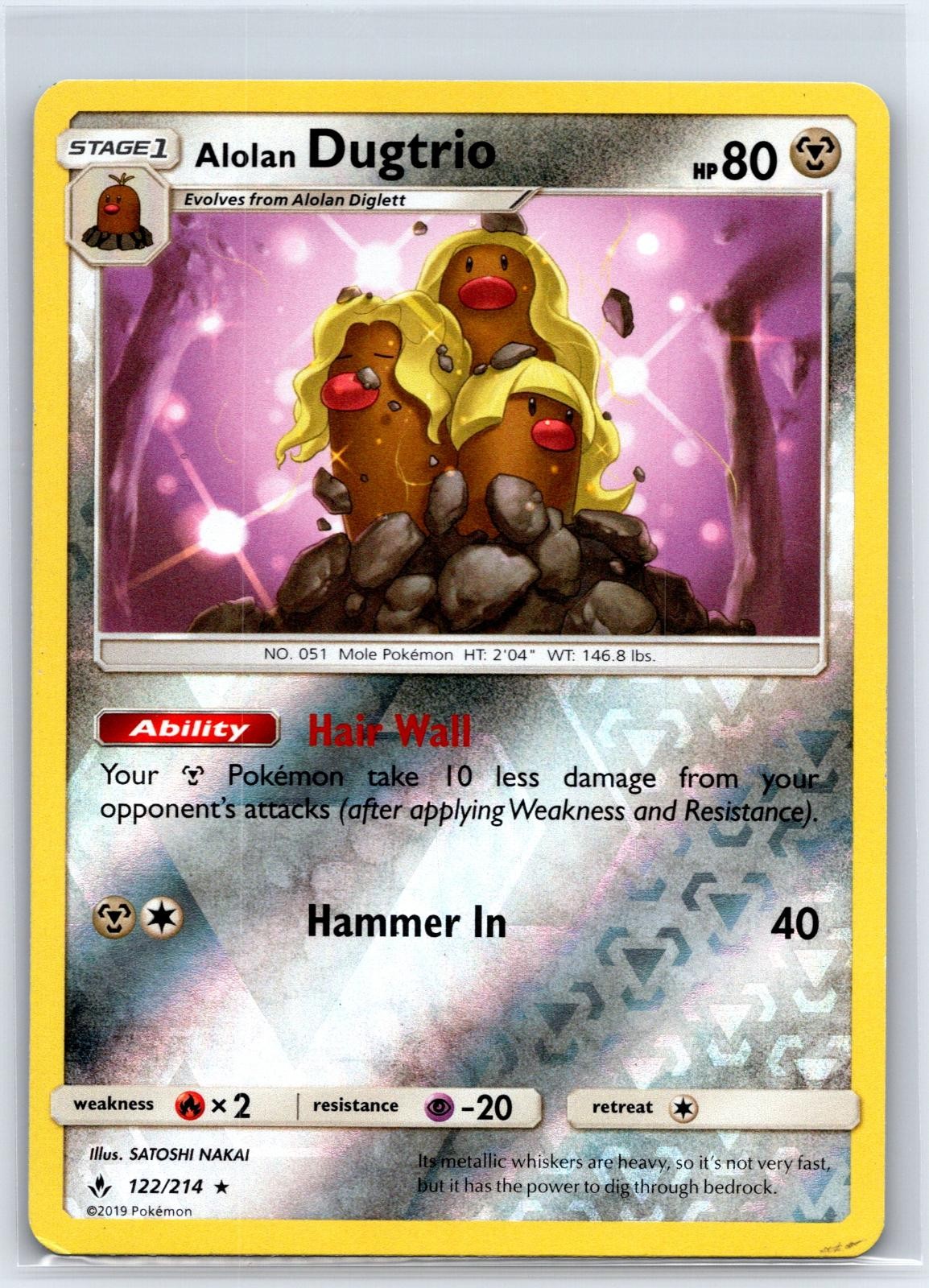Alolan Dugtrio 122/214 Rare Unbroken Bonds Pokemon Reverse Holo NM/M
