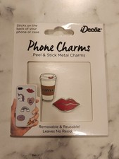 IDecoz Phone Charms Peel  Stick Metal Charms Coffee  Lips Set