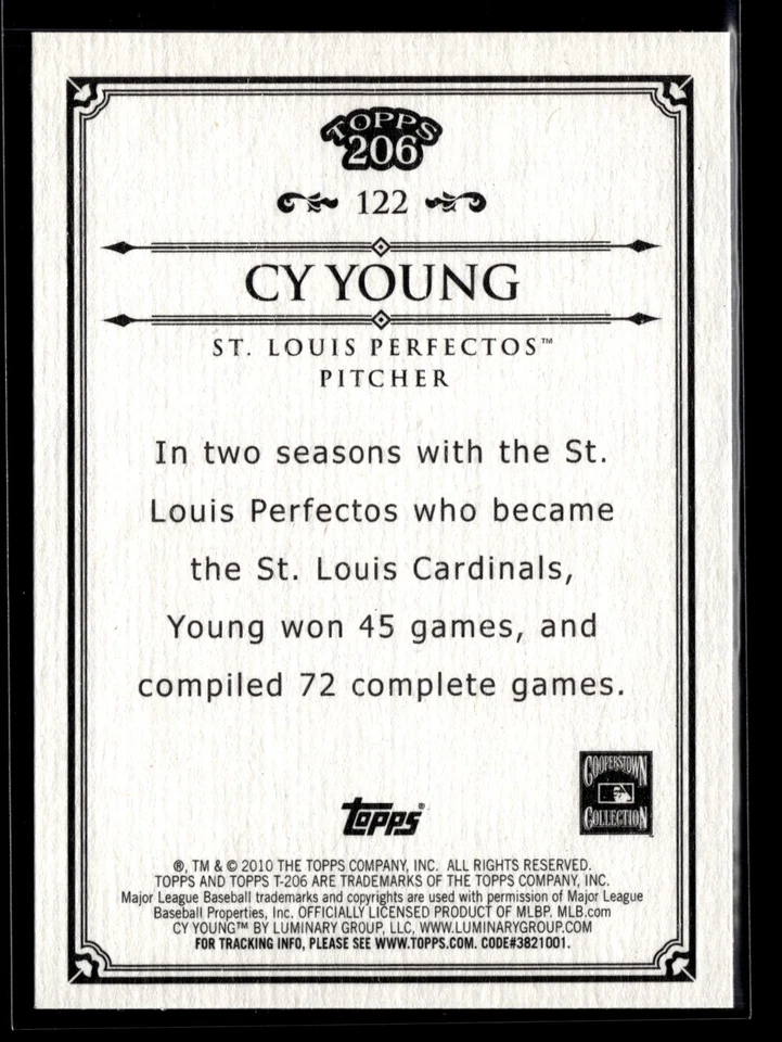 Cy Young - 2010 Topps 206 Paper Base HOF LEGEND #122 St. Louis Perfectos - Image 2 of 2