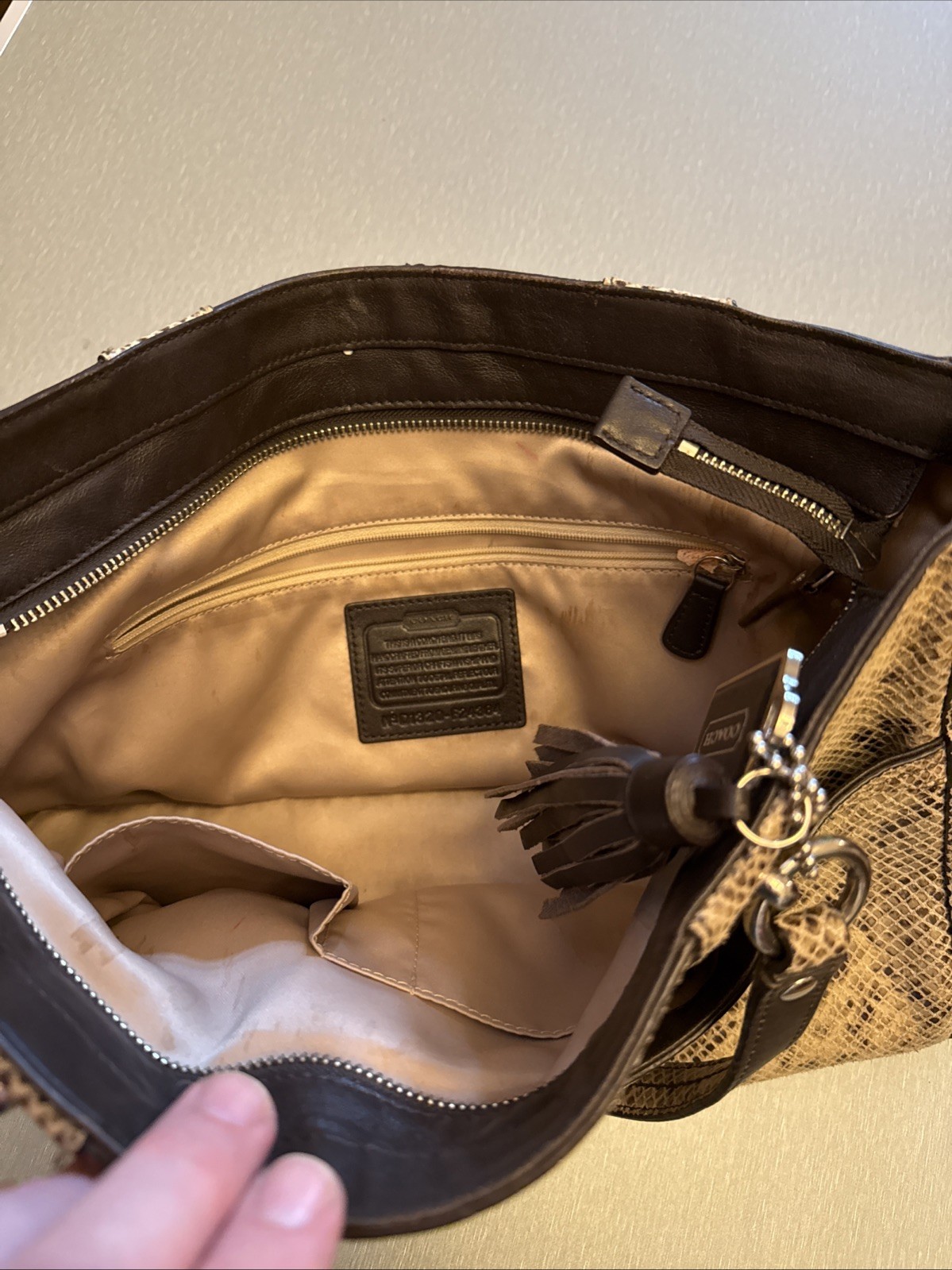 Coach Embossed Python Snake Print Shoulder Purse … - image 4