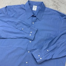 Brooks Brothers Dress Shirt Men 18 36/37 Blue Regent Non-Iron Cotton Long Sleeve