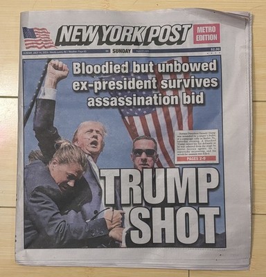 New York Post Trump Shot Sunday Newspaper July 14, 2024 ICONIC 