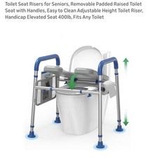 Toilet Seat Risers for Seniors, Padded Raised Toilet Seat with Handles, Adjus...