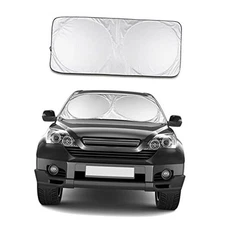 Amiss Foldable Sun Car Window Shield 210T Coated Silver Cloth Reflective L