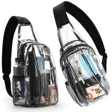 Adjustable Clear PVC Sling Bag Transparent Stadium Shoulder Crossbody Backpack