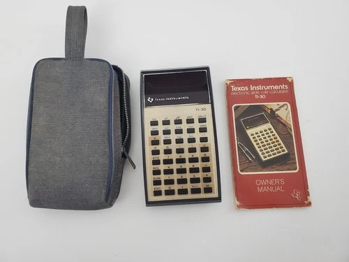 Vintage Texas Instruments TI-30 Calculator w/ Case & Manual USA Works