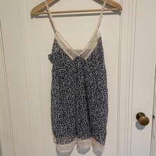 Victoria's Secret Lace Trim Blue Floral Slip Dress Y2K Coquette