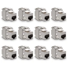 kwmobile CAT6A Shielded Keystone Jack 12 Pack | RJ45 Ethernet Module 10 Gbps