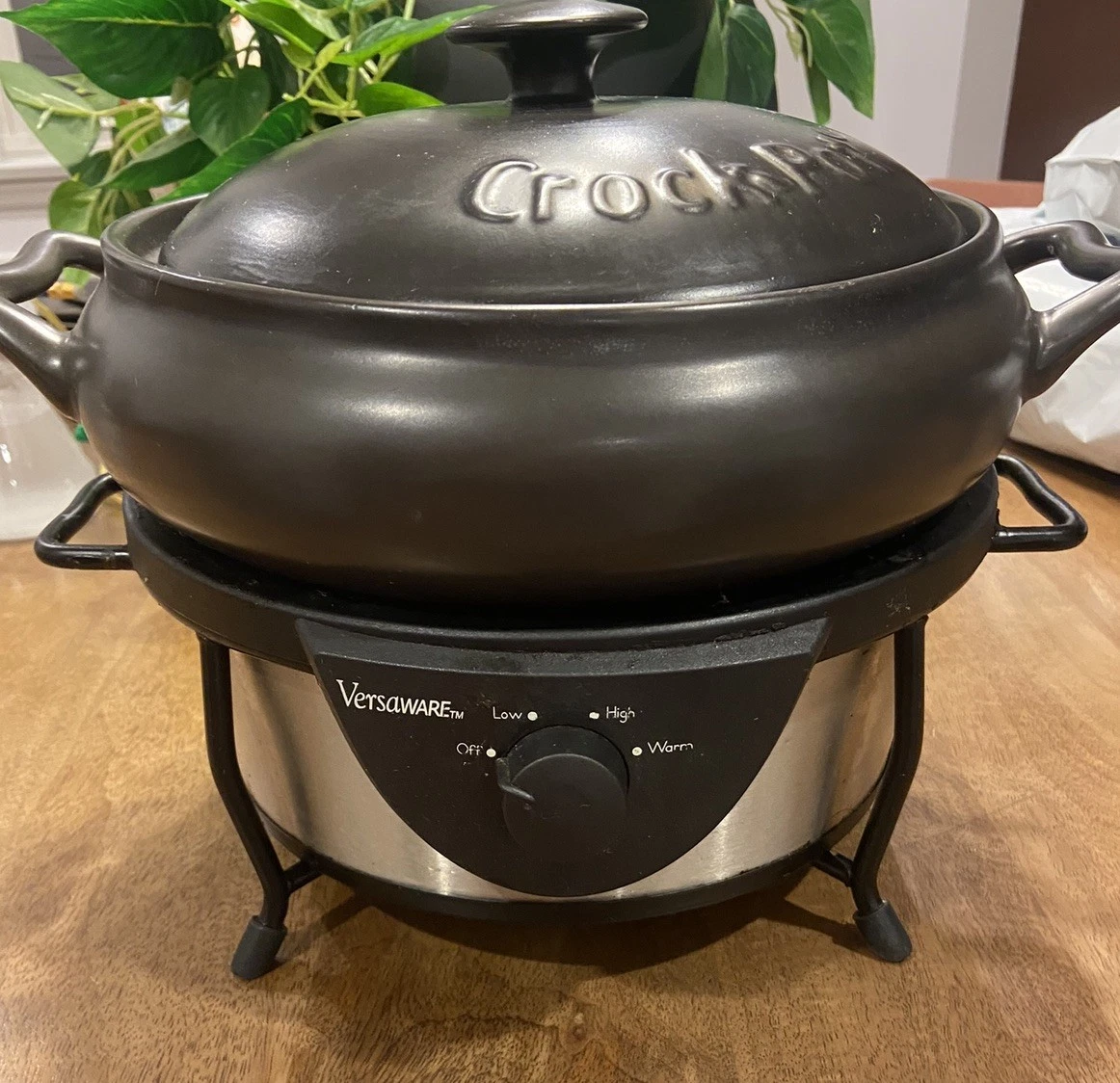 Crock Pot Versaware Rival Slow Cooker Stoneware SC7500 Black Crock Silver Base
